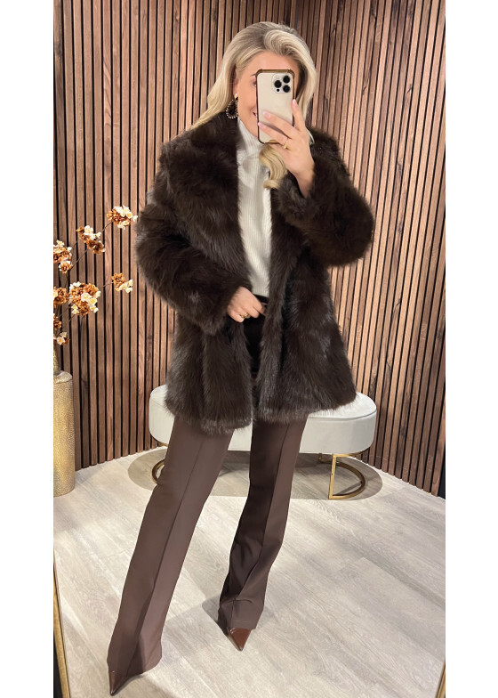 Jacket Faux Fur Brown