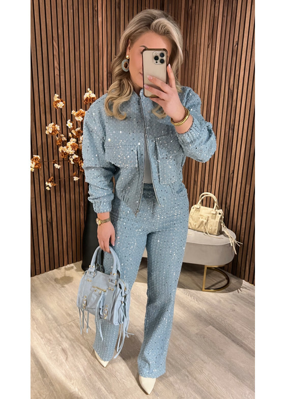 Denim Jasje Pailletten