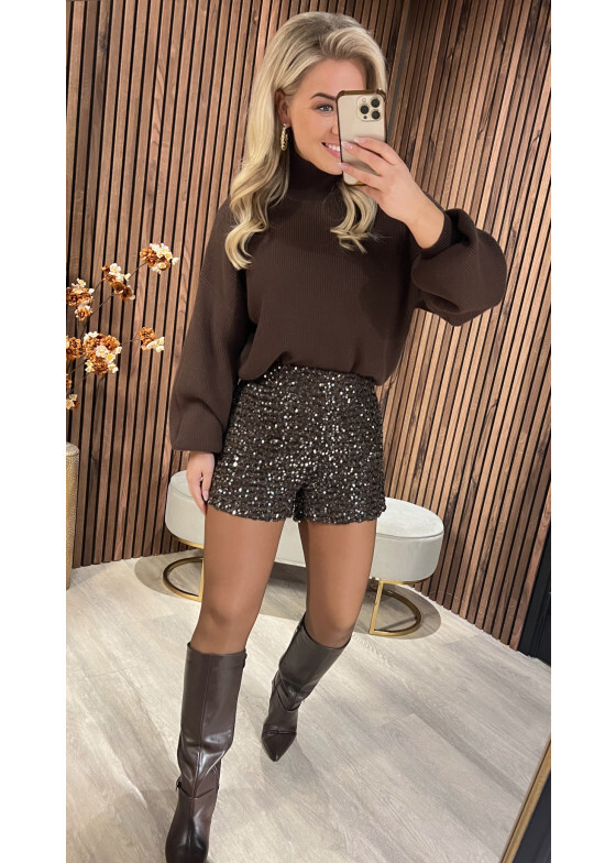 Short Pailletten Brown