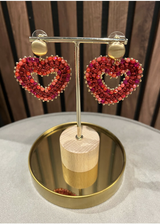 Earrings Heart Fuchsia