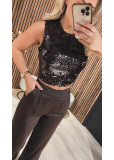Top Sequin Dakrbrown